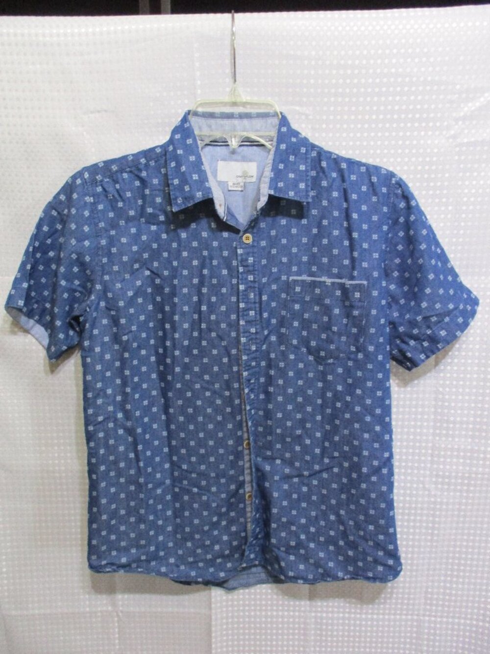 Craft + Flow Big Boy Patterned Chambray Button Up Collared Shirt  Sz M 10-12